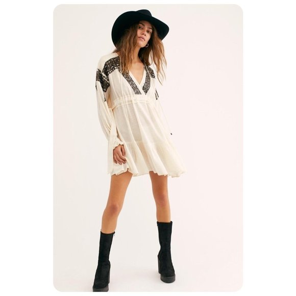 Free People Dresses & Skirts - Free People Long Sleeve Embellished Moonshiner Mini Dress sz S